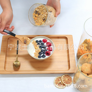 Rectangular <b>tea</b> <b>tray</b> with rounded corners, European style, simple bamboo <b>tray</b>, fashionable and creative living room fruit plate - Product Image 1