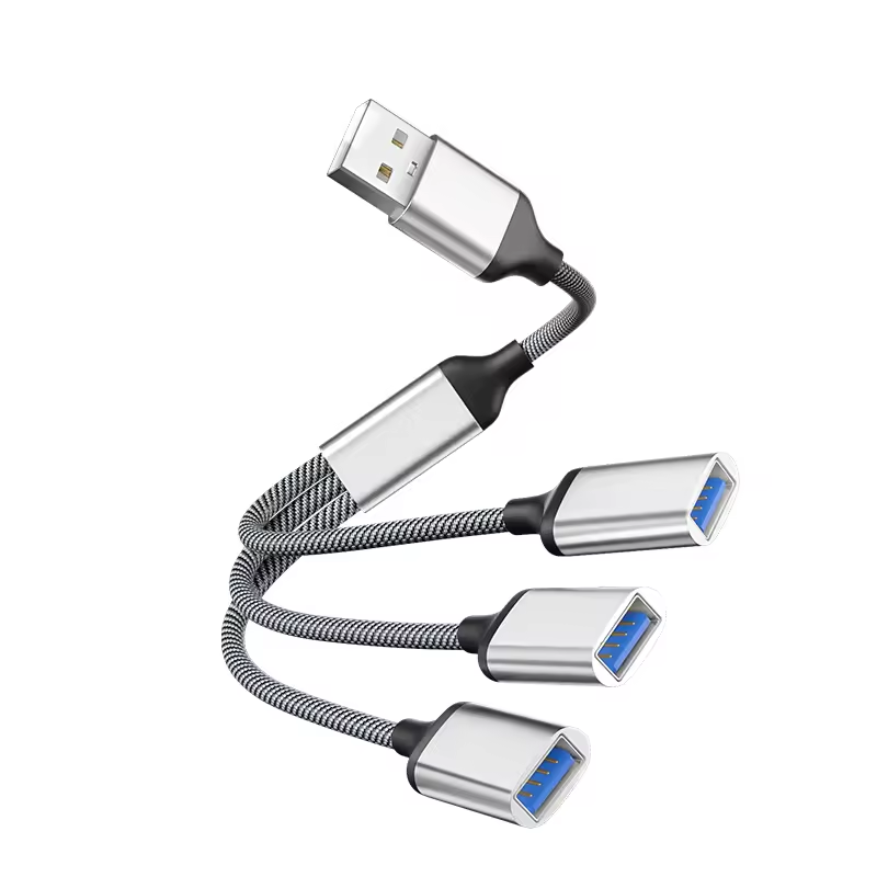 USB mâle vers USB femelle *3 (argent)