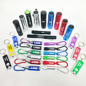 Porte-clés publicitaire personnalisé en aluminium avec lampe torche LED 9 points, mini lampe de poche portable pour camping, avec logo - Product Image 1