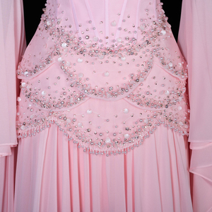 Abito <span class=keywords><strong>da</strong></span> <span class=keywords><strong>sera</strong></span> Sharon Said SS286 di lusso con perle e nappe rosa, con cappotto fluido, per fidanzamento a Dubai, per donna, per feste di matrimonio - Product Image 4