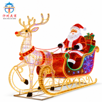 Riesiger Outdoor-Weihnachts-Rentierschlitten mit Laterne, Handgefertigte LED-Feiertagsdekoration für Park, Platz und Garten