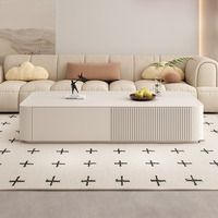 Table basse style crème, meuble en bois massif moderne et simple pour un salon moderne, convient aux petites pièces.