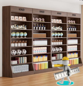 Rak Pajangan Toko Buku Kreatif Budaya Kayu Modern, Rak Bertingkat untuk Camilan, Perlengkapan Hewan Peliharaan, Alkohol, Salon Kecantikan - Product Image 6