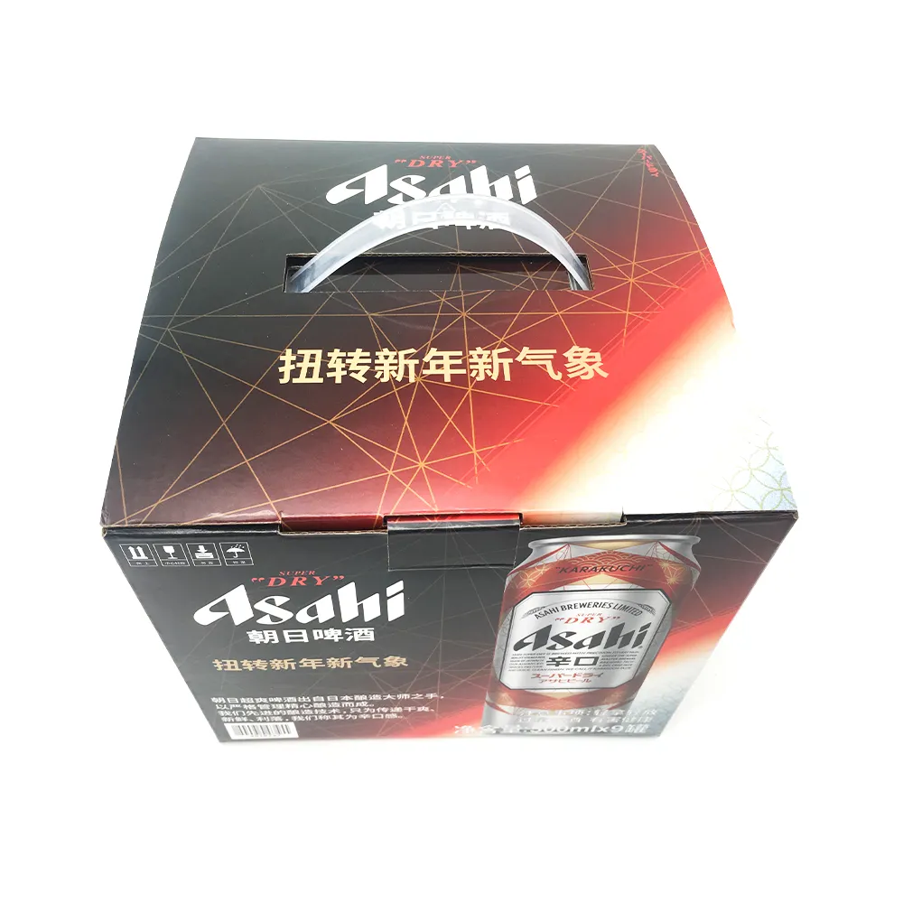 Customized Cardboard Kraft Holder 4 6 Pack Beverages Bottle Carrier Box Corrugated Carton Six Packing Beer Paper Box with Handle