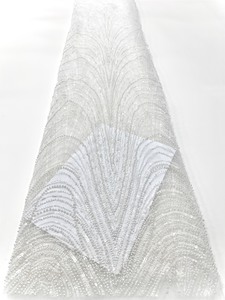 NI.AI奢华串珠蕾丝新娘网眼亮片珍珠网蕾丝面料婚纱材料 - Product Image 4