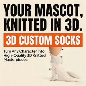 Chaussettes en coton douces et originales en forme de renard arctique 3D personnalisées, faites à la main, tricot jacquard, taille moyenne, cadeau fantaisie unisexe pour adolescents et adultes, vente en gros - Product Image 1