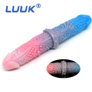 LUUK Unique Design Coquettish Red Whole Body Granular Double Head <b>Dildos</b> Realistic Penis for Women - Product Image 2