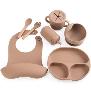 Fournitures d'allaitement en gros, produits de sevrage, ensemble d'alimentation en Silicone pour bébé, assiette, bol, cuillère, vaisselle