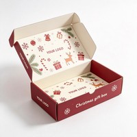 Boîte d'expédition en carton ondulé avec logo personnalisé, emballage recyclable rouge pour cadeaux de vacances, vêtements, emballage pliable pour expédition et stockage
