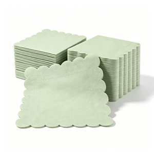Serviettes en papier festonnées vert sauge, 2 plis, jetables, pour mariage, anniversaire, cocktail, fête, baby shower - Product Image 4