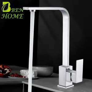 SUS 304 Stainless Steel Kitchen Mixer <strong>Tap</strong> Brushed <strong>Square</strong> Kitchen Faucet - Product Image 4