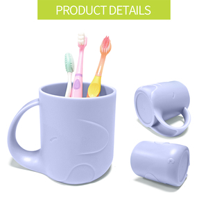 Bathroom Cute Elephant Durable BPA Free Plastic Toothbrush Cup with <b>Toothpaste</b> Gargle <b>Holder</b> for Children & Adults - Product Image 3
