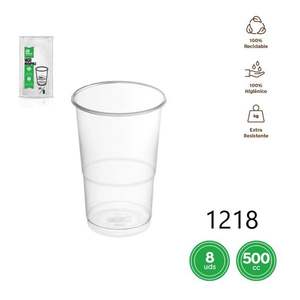 Vaso Desechable Transparente de 500CC, Vaso Irrompible, 8 Unidades - Product Image 1
