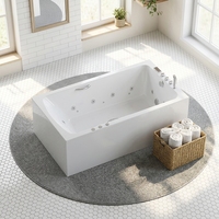 Baignoire de Luxe Blanche Brillante avec 12 Jets et Accoudoirs pour Villa, Jacuzzi, Baignoires Intérieures, Vente Directe d'Usine