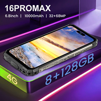 Téléphone mobile intelligent ultra robuste 16PROMAX, 8 Go de RAM, 128 Go de ROM, batterie LTE HD IP68 étanche, AMOLED 6,8 pouces