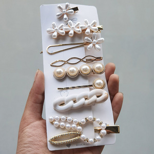 Fabbrica 8 pz/set perla retrò geometrica mollette per capelli ragazza accessori per capelli in metallo cristallo da donna Set di fermagli per capelli - Product Image 5