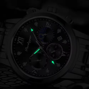 2024 poedagar นาฬิกาสแตนเลสหรูหราของผู้ชายแฟชั่นใหม่ควอตซ์เรืองแสงกันน้ำพร้อมสายรัดและสายธุรกิจ - Product Image 5