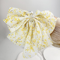 Barrettes à cheveux personnalisées en maille florale avec perles, grandes barrettes à nœud élégantes, accessoires de mode pour femmes