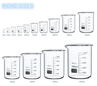Béchers en verre borosilicate 3.3 de haute qualité, forme basse, 25 ml, 50 ml, 100 ml, 250 ml, 500 ml, résistance aux hautes températures