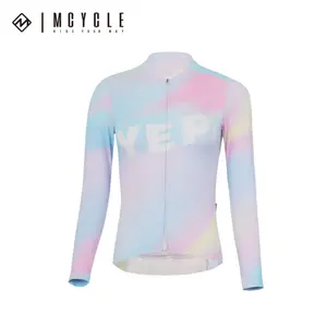 Mcycle YEP Jersey bersepeda wanita, pakaian perlindungan UV sublimasi lengan panjang