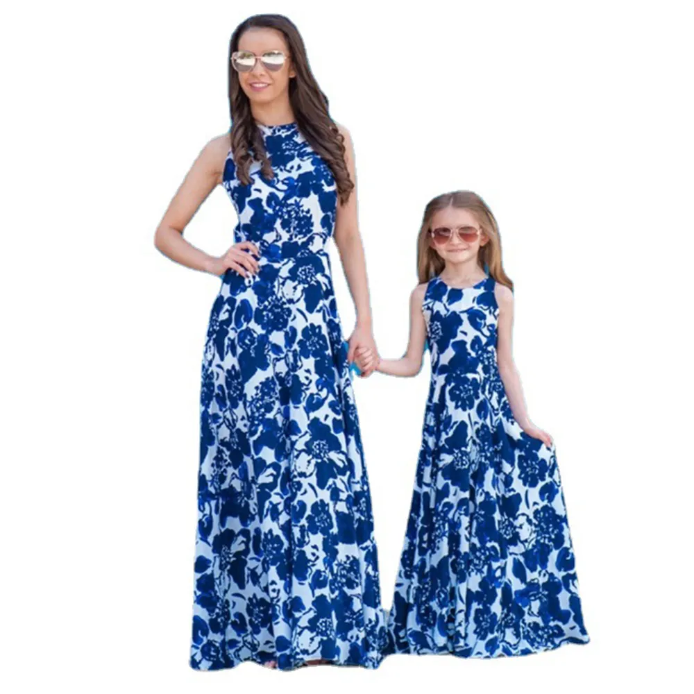 chaoqi brand Manufacturer Ins Hot Sell Family Matching Girls Dresses Customization Mummy And kids Family Matching Outfits Set