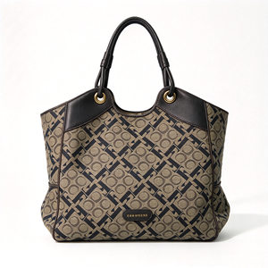 Retro Geometric Print Women <b>Handbag</b> Faux Leather Splicing Top <b>Handle</b> Tote Large Capacity For Work Daily Shopping - Product Image 5