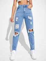 Vente chaude : Pantalons en jean pour femmes, mode, vente en gros, haute qualité, sur mesure, skinny, taille mi-haute, style streetwear, pantalon crayon, jeans délavés