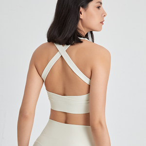 Wholesale Women's Square Neck Sports <b>Bra</b> Crisscross Back <b>Padded</b> Yoga Crop Top Breathable Workout <b>Bra</b> Medium Impact Gym <b>Bra</b> - Product Image 3