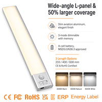 Lampe LED ultra-mince moderne pour armoire avec détecteur de mouvement, rechargeable 1800 mAh, sans fil, veilleuse pour placard, armoire, cuisine