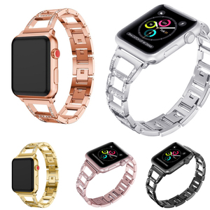 <span class=keywords><strong>สาย</strong></span>นาฬิกาข้อมือแบบระบายอากาศได้ สำหรับ <span class=keywords><strong>Apple</strong></span> Iwatch  วัสดุสแตนเลสประดับเพชร - Product Image 2
