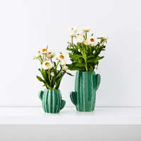 Vase en céramique antique peint à la main vase cactus vert vases en céramique beige pour la décoration intérieure