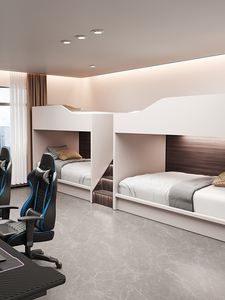 เตียงสองชั้นแบบโมเดิร์น แคปซูลเตียงสองชั้นแบบสูงต่ำ ทำจากไม้เป็นมิตรกับสิ่งแวดล้อม สำหรับห้องนอน ห้องนั่งเล่น และใช้ในโรงแรม - Product Image 5