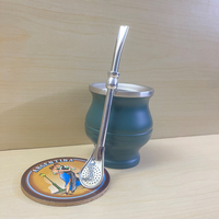 HSYM003 Cuillère à maté en acier inoxydable argenté de 175 mm et cuillère à bombilla