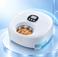 Distributeur automatique de nourriture pour animaux de compagnie, chauffant et réfrigérant, chauffe la nourriture jusqu'à 38,5-40 degrés ° Distributeur de nourriture programmable à 5 repas, 175 ml x 5 bols