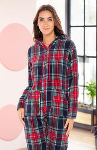 <span class=keywords><strong>Pijama</strong></span> <span class=keywords><strong>de</strong></span> una pieza con capucha y manga larga a cuadros para mujer, conjunto <span class=keywords><strong>de</strong></span> <span class=keywords><strong>pijama</strong></span> <span class=keywords><strong>de</strong></span> una pieza para adultos - Product Image 5