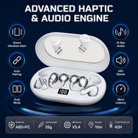 Écouteurs sans fil triples V5.4 avec moteur à vibration, autonomie de 42H, affichage LED, écouteurs sportifs à oreille ouverte, vente en gros, marque personnalisable