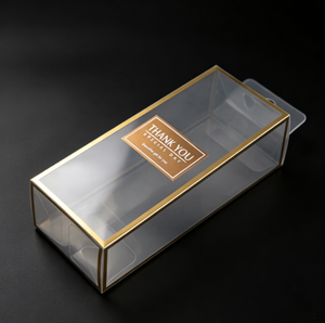 Caja de regalo rectangular transparente de plástico PET con impresión en lámina dorada para manualidades y empaques de regalo - Product Image 2