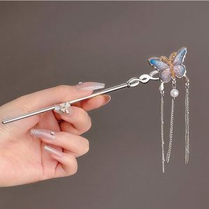 Épingles à cheveux en métal style ethnique, avec perles et pampilles, vintage, en forme d'éventail, style chinois, pour chignon, vente en gros - Product Image 1