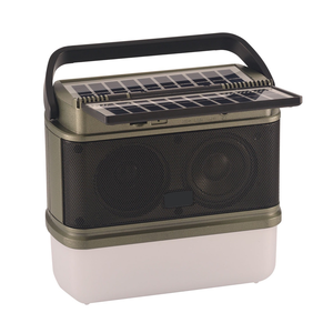 Radio portable AM/FM à énergie solaire avec deux panneaux solaires, haut-parleur Bluetooth, lanterne LED et liaison sans fil TWS pour l'extérieur - Product Image 1