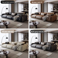 Canapé Fashati moderne et minimaliste, carré, noir, monoplace, en cuir pleine fleur importé d'Italie, grand modèle pour salon