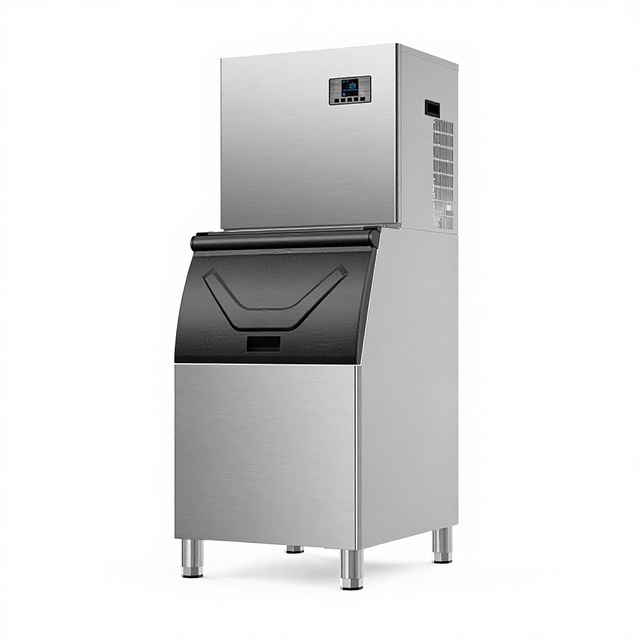 Commercial Stainless Steel Ice Maker 680Lbs/24H Capacity 210 Ice Cubes 5-15min Auto-Cleaning Large Storage Bin Ice Ready