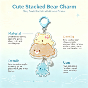 <b>Cute</b> Ocean Acrylic Keychains 6Pcs Summer Cartoon Glitter Waterproof <b>Keyring</b> Set for Bags Backpacks Keys - Product Image 2