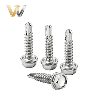 Vis autoperceuses en acier inoxydable 410 Wanlida avec tête hexagonale et rondelle, plaquées zinc noir, pour tôles métalliques