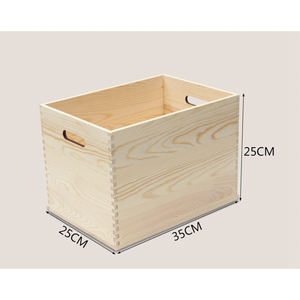 Grande caisse de rangement en bois boîte en bois personnalisée avec poignée boîte de rangement en bois - Product Image 6
