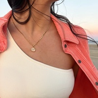 Joyería de verano de playa hawaiana resistente al agua de acero inoxidable Ocean Serie 18K collar de oro concha de concha collar de perlas