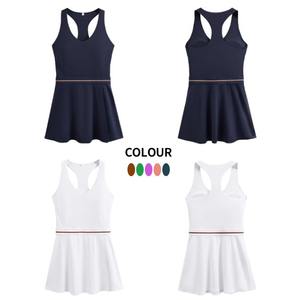 Özel Logo kızlar tek parça beyaz tenis giyim cepler ile yeni tasarım spor salonu spor kadın gömlek elbise sutyen yetişkin boyutu - Product Image 4