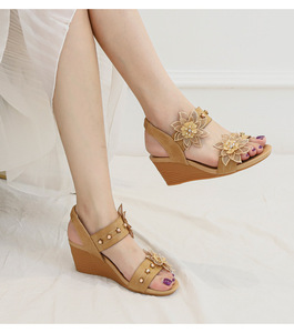 <span class=keywords><strong>Sandalias</strong></span> de cuña para mujer Bohemia flor punta abierta plataforma de gladiador romano tacón alto Casual verano elegante playa <span class=keywords><strong>sandalias</strong></span> de mujer - Product Image 5