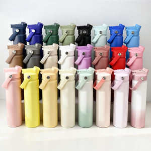 ขวดน้ำสแตนเลสพร้อมที่จับฝาปิดแบบสุญญากาศสำหรับเดินทางโลโก้ออกแบบได้ตามต้องการ - Product Image 2