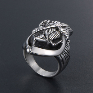 Men's <b>Titanium</b> Steel <b>Ring</b> Wings Skull Design Retro Style Fashion Jewelry SA546 - Product Image 3