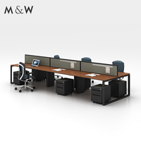 M & W Nouveau produit Table en bois Bureaux design Poste de travail pour 6 personnes Mobilier de bureau